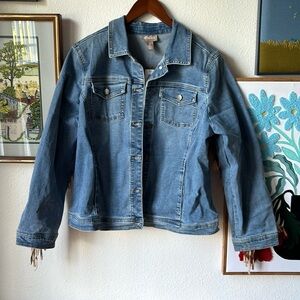 NWT Chicos Fringe Jean Jacket